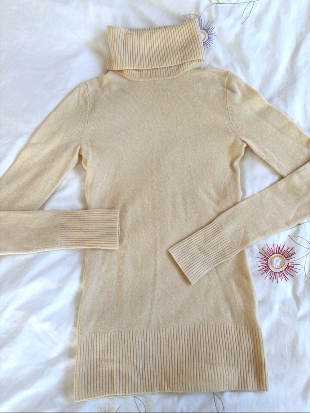 J. Crew 100% Cashmere Cream Turtleneck Sweater